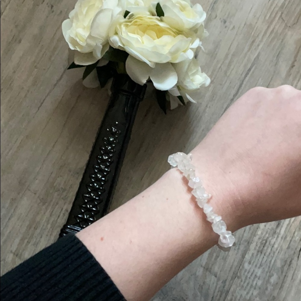light pink crystal elastic stretch bracelet